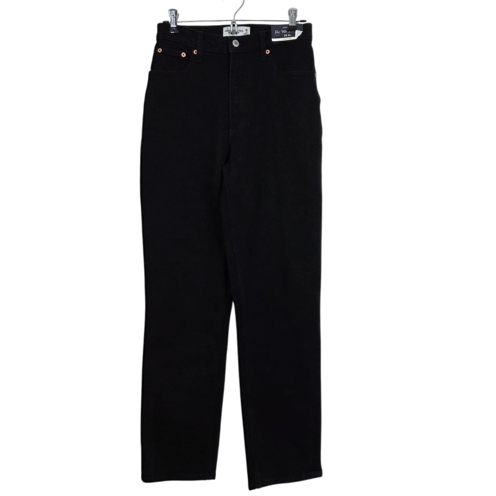 NWT Abercrombie & Fitch Curve Love 90's Straight Jeans Black Size 26 High Rise